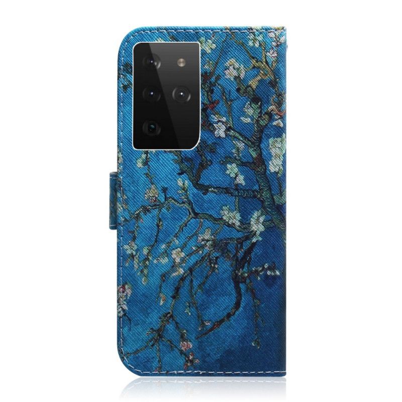 Flip Case Leren Samsung Galaxy S21 Ultra 5G Bloeiende Boomtak