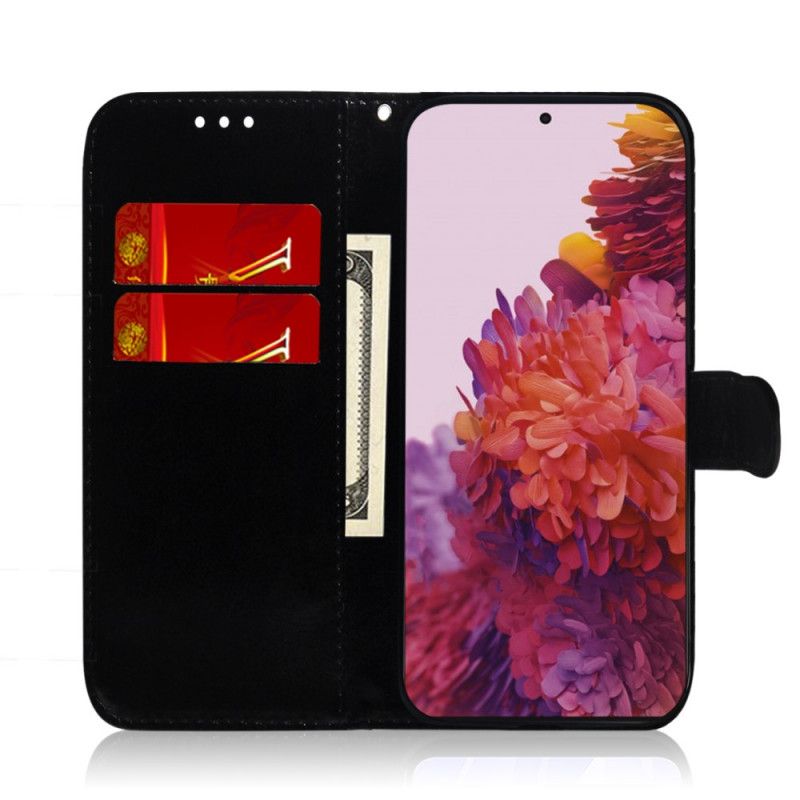 Flip Case Leren Samsung Galaxy S21 Ultra 5G Grijs Zwart Pure Kleur