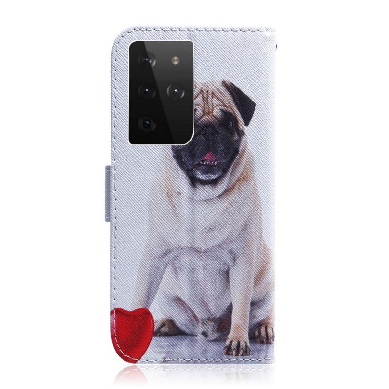 Flip Case Leren Samsung Galaxy S21 Ultra 5G Mopshond