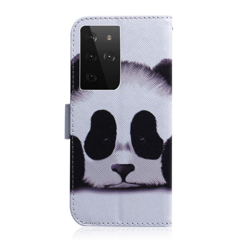 Flip Case Leren Samsung Galaxy S21 Ultra 5G Pandagezicht