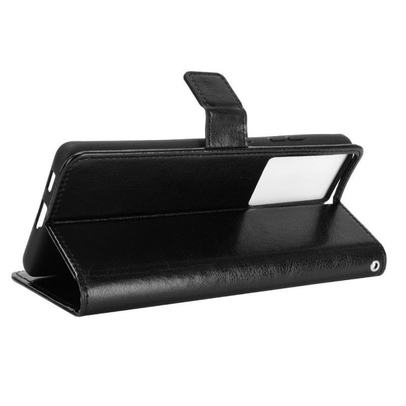 Flip Case Leren Samsung Galaxy S21 Ultra 5G Rood Zwart Flitsend Kunstleer