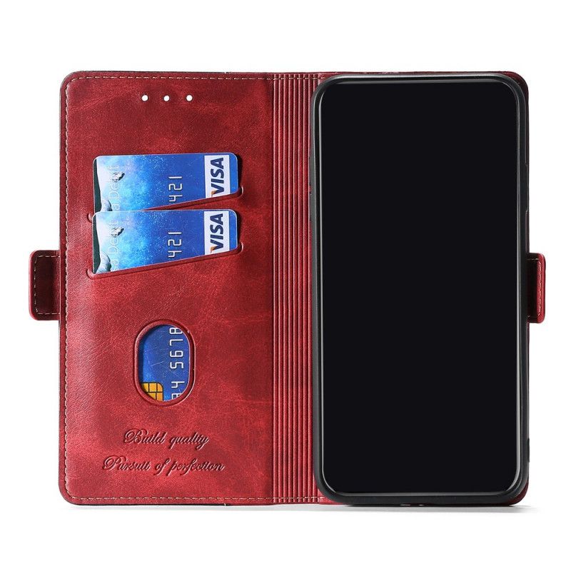 Flip Case Leren Samsung Galaxy S21 Ultra 5G Rood Zwart Tweekleurig Kunstleer