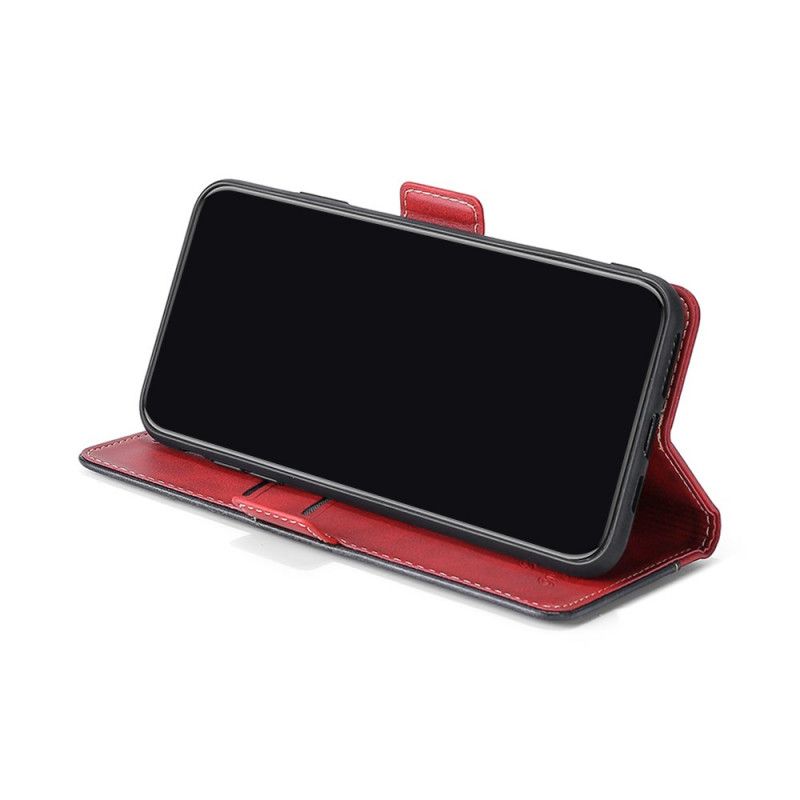 Flip Case Leren Samsung Galaxy S21 Ultra 5G Rood Zwart Tweekleurig Kunstleer