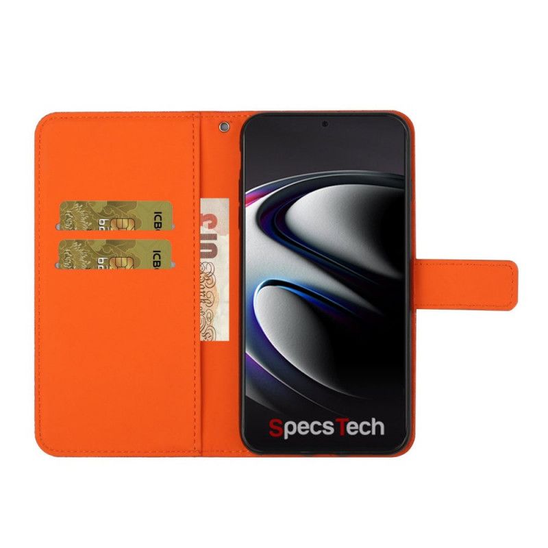 Flip Case Leren Samsung Galaxy S21 Ultra 5G Wit Zwart Tapijtpatroon