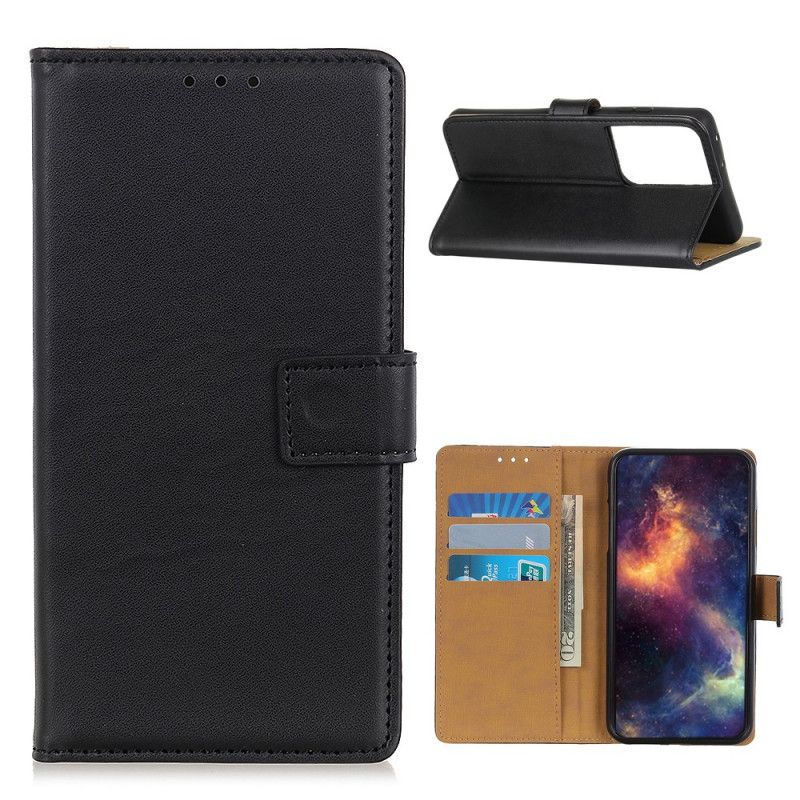 Flip Case Leren Samsung Galaxy S21 Ultra 5G Zilver Zwart Eenvoudig Kunstleer