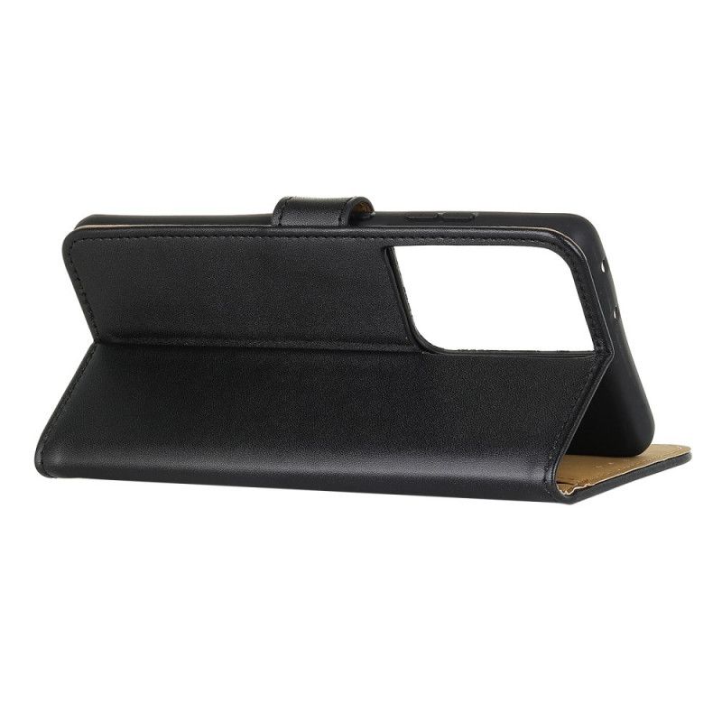 Flip Case Leren Samsung Galaxy S21 Ultra 5G Zilver Zwart Eenvoudig Kunstleer