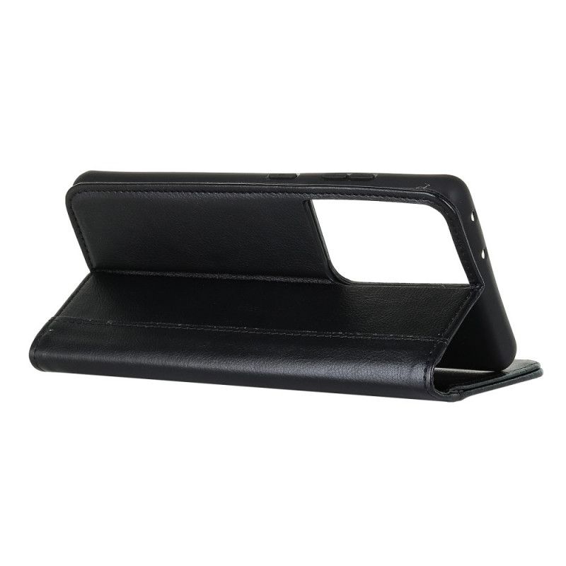 Folio-hoesje Samsung Galaxy S21 Ultra 5G Donkerblauw Zwart Telefoonhoesje Elegant Split Lychee Leer