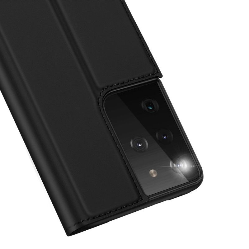 Folio-hoesje Samsung Galaxy S21 Ultra 5G Goud Zwart Pro Dux Ducis Huid
