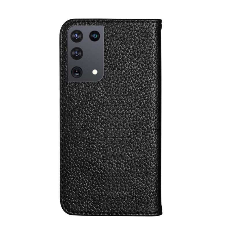 Folio-hoesje Samsung Galaxy S21 Ultra 5G Grijs Zwart Ultra Chic Lychee Kunstleer