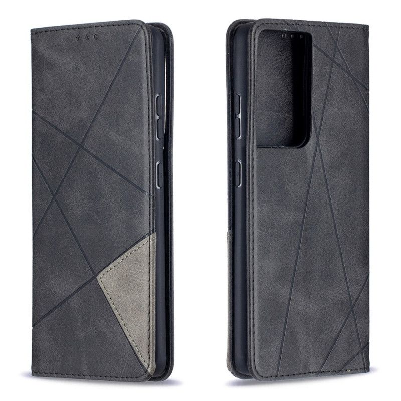 Folio-hoesje Samsung Galaxy S21 Ultra 5G Grijs Zwart Kunstenaarsstijl