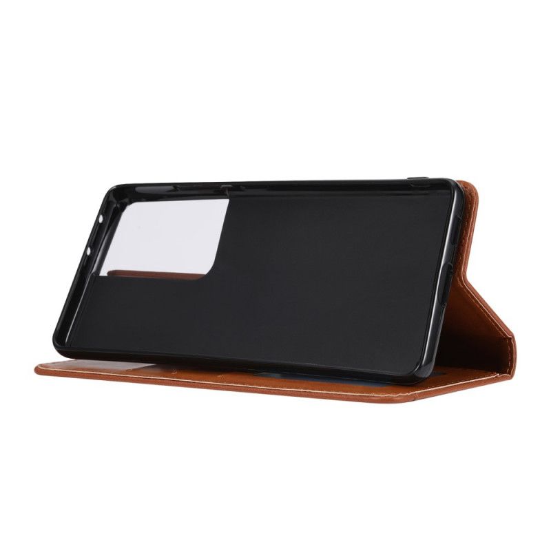 Folio-hoesje Samsung Galaxy S21 Ultra 5G Rood Zwart Kaarthouder Van Imitatieleer