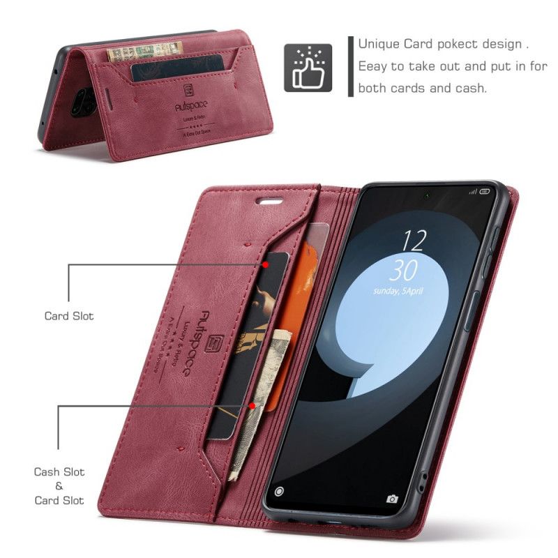 Folio-hoesje Samsung Galaxy S21 Ultra 5G Rood Zwart Telefoonhoesje Autspace Rfid-Reeks