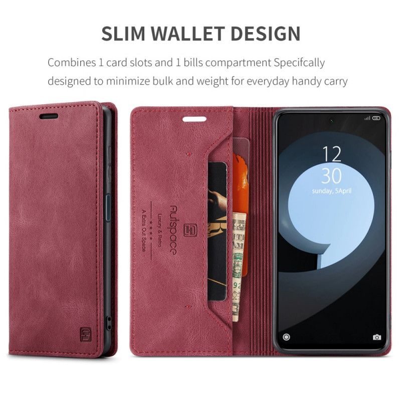 Folio-hoesje Samsung Galaxy S21 Ultra 5G Rood Zwart Telefoonhoesje Autspace Rfid-Reeks