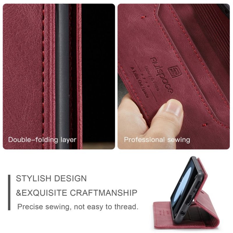 Folio-hoesje Samsung Galaxy S21 Ultra 5G Rood Zwart Telefoonhoesje Autspace Rfid-Reeks