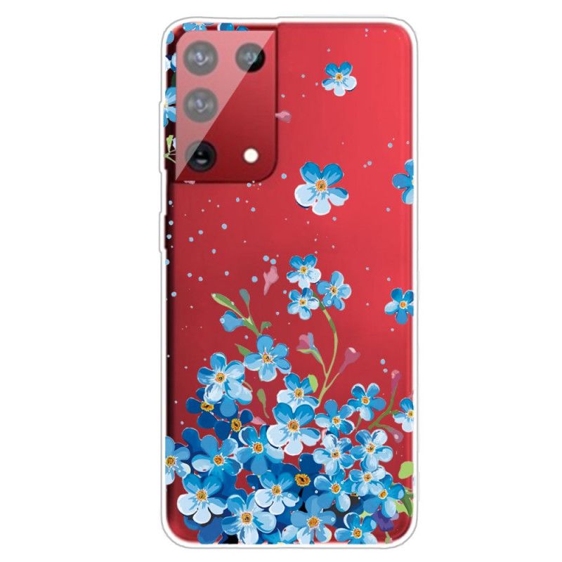 Hoesje Samsung Galaxy S21 Ultra 5G Blauwe Bloemen