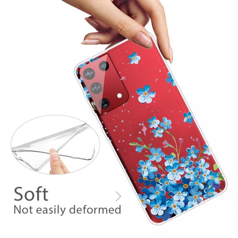 Hoesje Samsung Galaxy S21 Ultra 5G Blauwe Bloemen