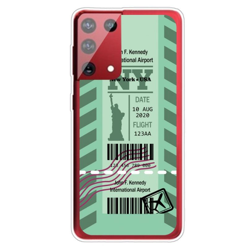 Hoesje Samsung Galaxy S21 Ultra 5G Donkerblauw Zwart Instapkaart Naar New York