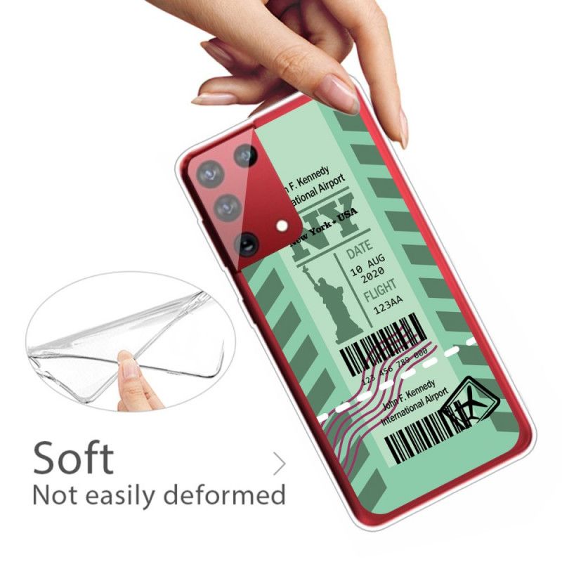 Hoesje Samsung Galaxy S21 Ultra 5G Donkerblauw Zwart Instapkaart Naar New York