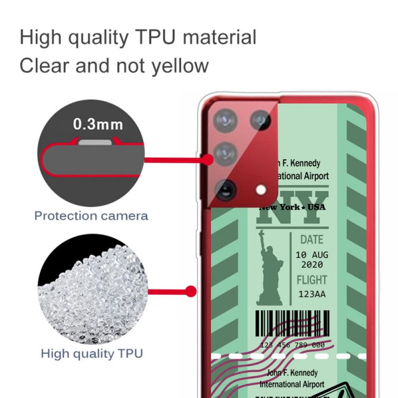 Hoesje Samsung Galaxy S21 Ultra 5G Donkerblauw Zwart Instapkaart Naar New York