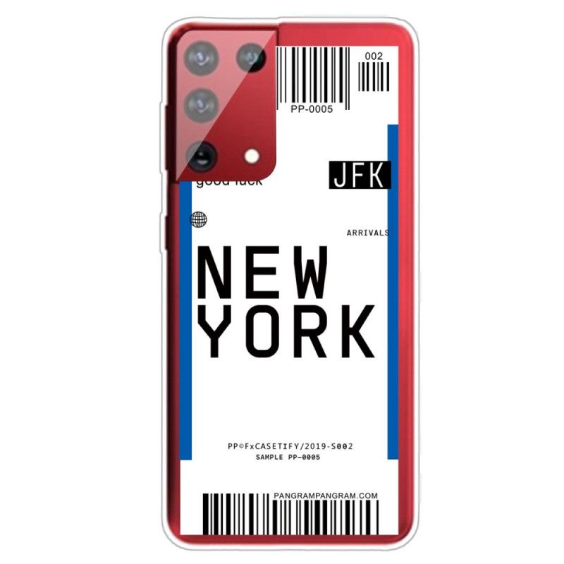 Hoesje Samsung Galaxy S21 Ultra 5G Donkerblauw Zwart Instapkaart Naar New York