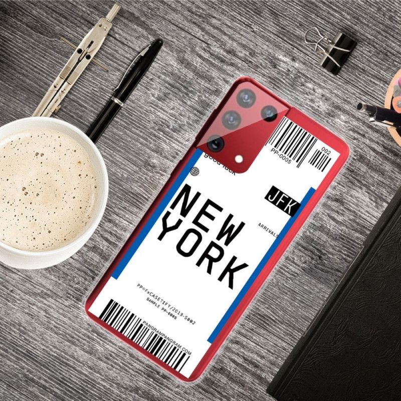 Hoesje Samsung Galaxy S21 Ultra 5G Donkerblauw Zwart Instapkaart Naar New York