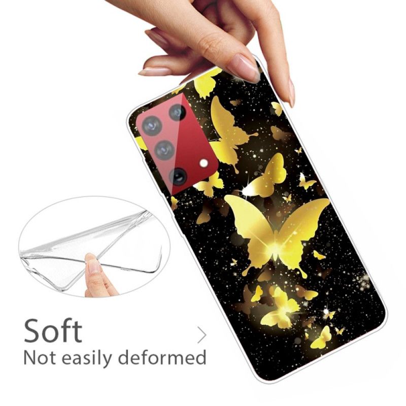 Hoesje Samsung Galaxy S21 Ultra 5G Geel Roze Mooie Vlinders
