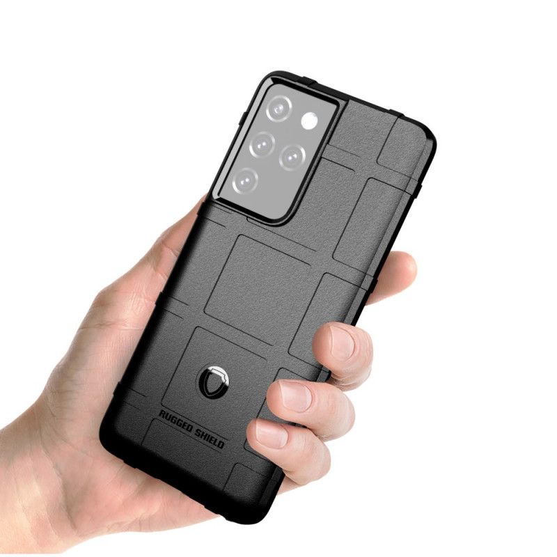 Hoesje Samsung Galaxy S21 Ultra 5G Grijs Zwart Robuust Schild