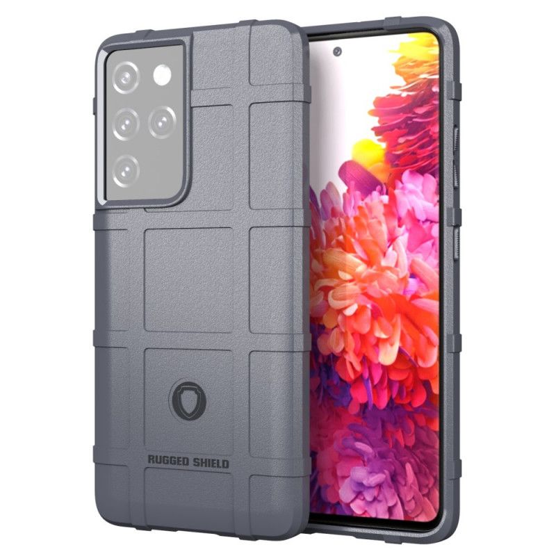 Hoesje Samsung Galaxy S21 Ultra 5G Grijs Zwart Robuust Schild