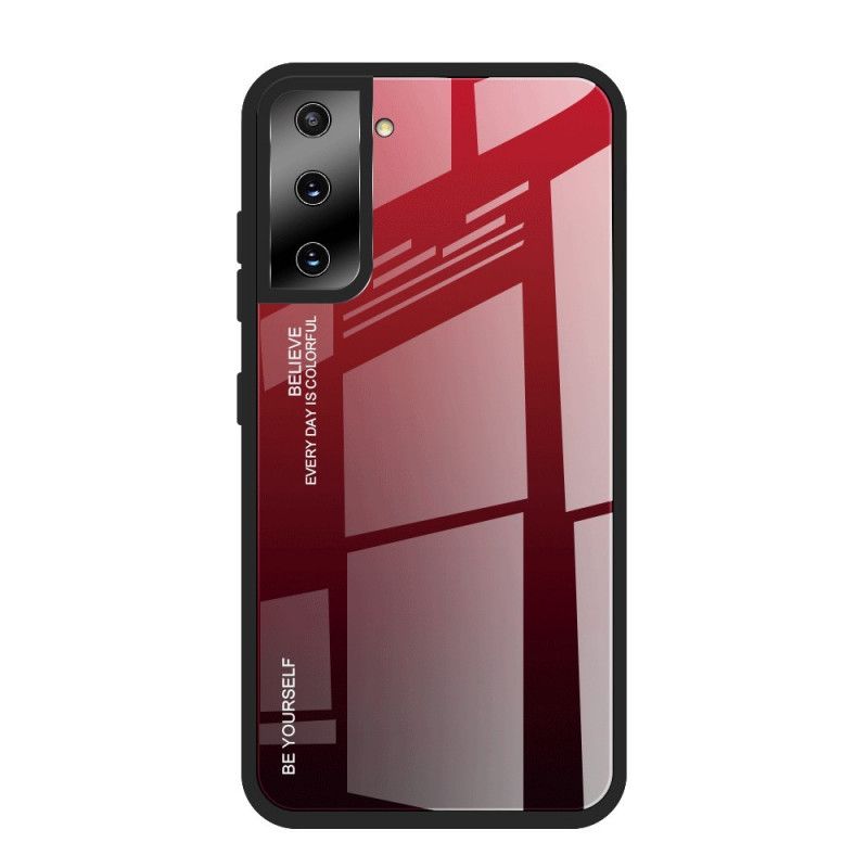 Hoesje Samsung Galaxy S21 Ultra 5G Magenta Rood Wees Jezelf Gehard Glas
