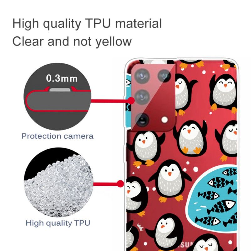 Hoesje Samsung Galaxy S21 Ultra 5G Pinguïns En Vissen