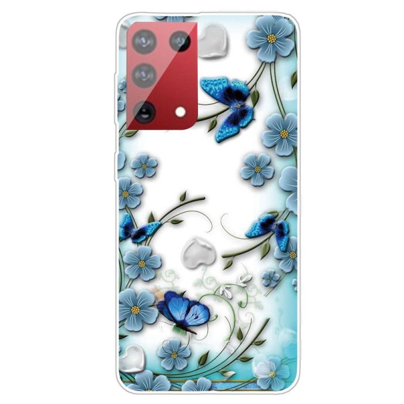 Hoesje Samsung Galaxy S21 Ultra 5G Retro Vlinders En Bloemen