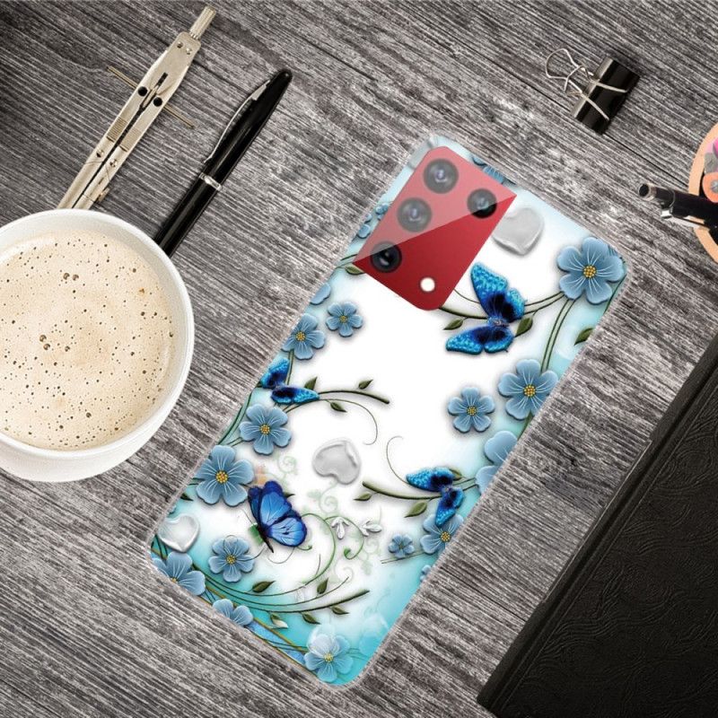 Hoesje Samsung Galaxy S21 Ultra 5G Retro Vlinders En Bloemen