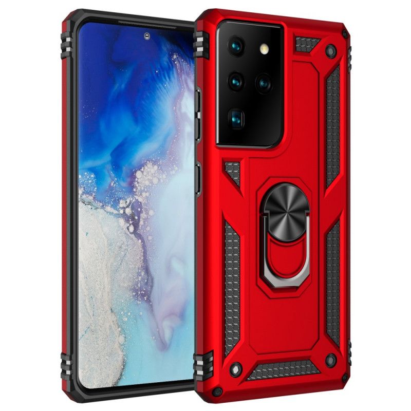 Hoesje Samsung Galaxy S21 Ultra 5G Rood Zwart Premium Ring