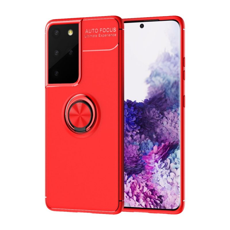 Hoesje Samsung Galaxy S21 Ultra 5G Rood Zwart Roterende Ring