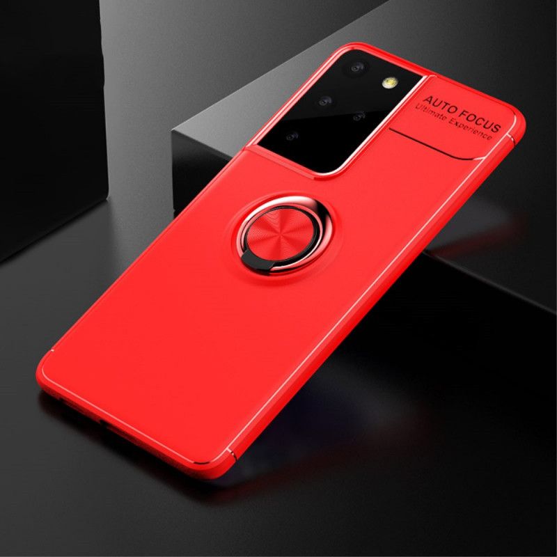 Hoesje Samsung Galaxy S21 Ultra 5G Rood Zwart Roterende Ring