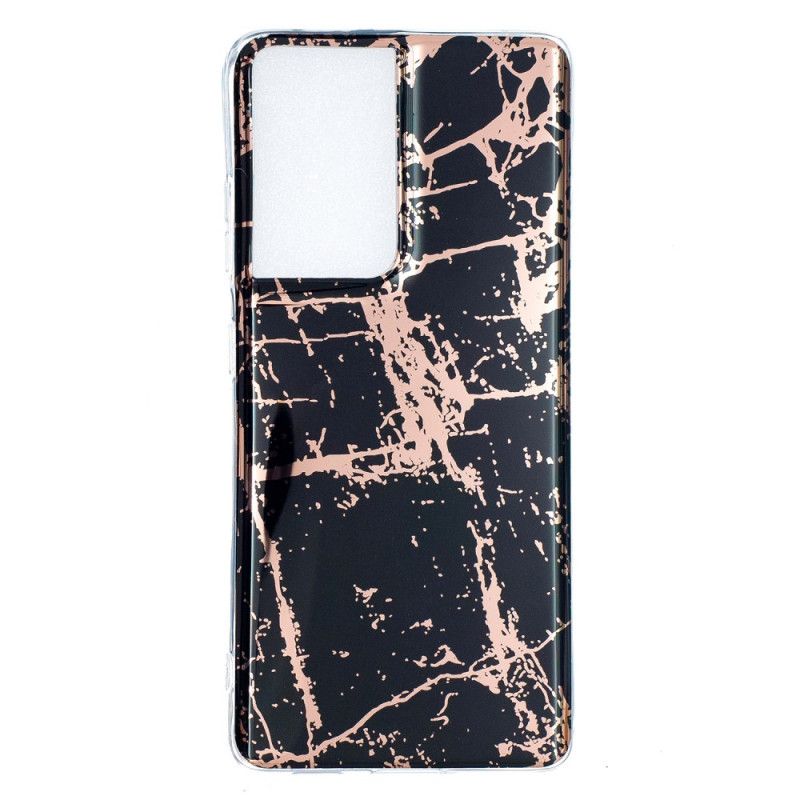Hoesje Samsung Galaxy S21 Ultra 5G Roze Zwart Ultra Designer Marmer