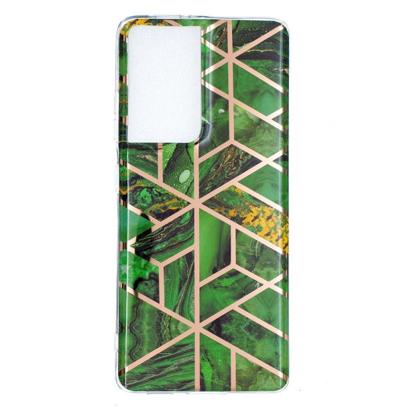 Hoesje Samsung Galaxy S21 Ultra 5G Roze Zwart Ultra Designer Marmer