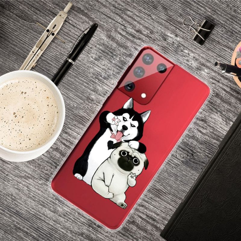 Hoesje Samsung Galaxy S21 Ultra 5G Telefoonhoesje Grappige Honden