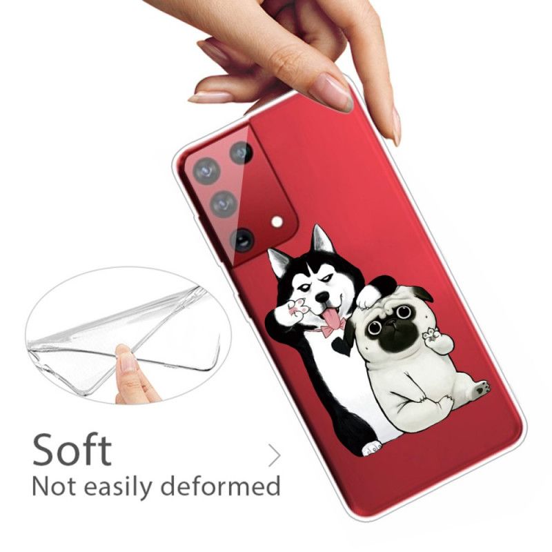 Hoesje Samsung Galaxy S21 Ultra 5G Telefoonhoesje Grappige Honden