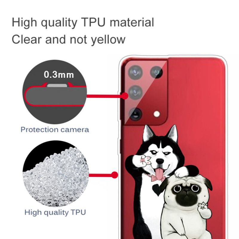 Hoesje Samsung Galaxy S21 Ultra 5G Telefoonhoesje Grappige Honden