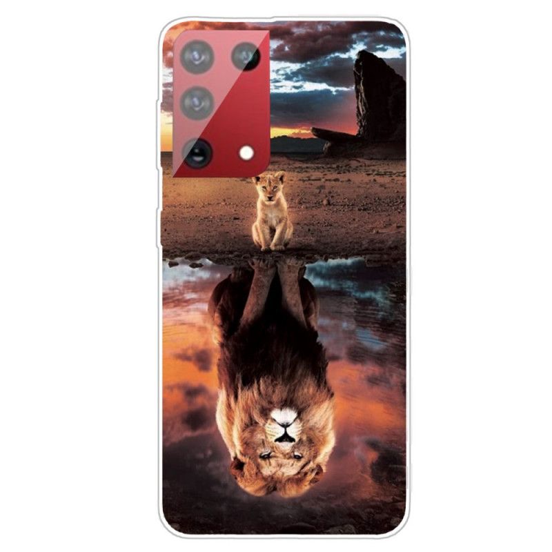 Hoesje Samsung Galaxy S21 Ultra 5G Telefoonhoesje Leeuwenwelpje Droom
