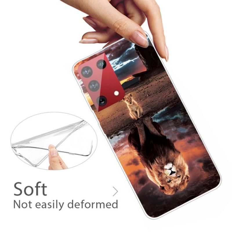 Hoesje Samsung Galaxy S21 Ultra 5G Telefoonhoesje Leeuwenwelpje Droom