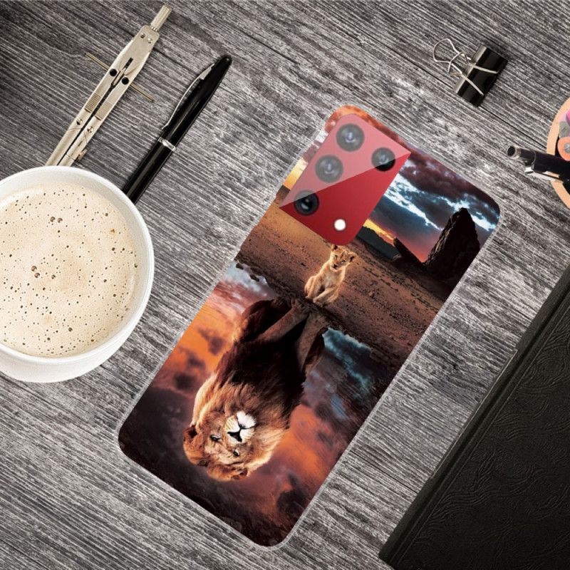 Hoesje Samsung Galaxy S21 Ultra 5G Telefoonhoesje Leeuwenwelpje Droom
