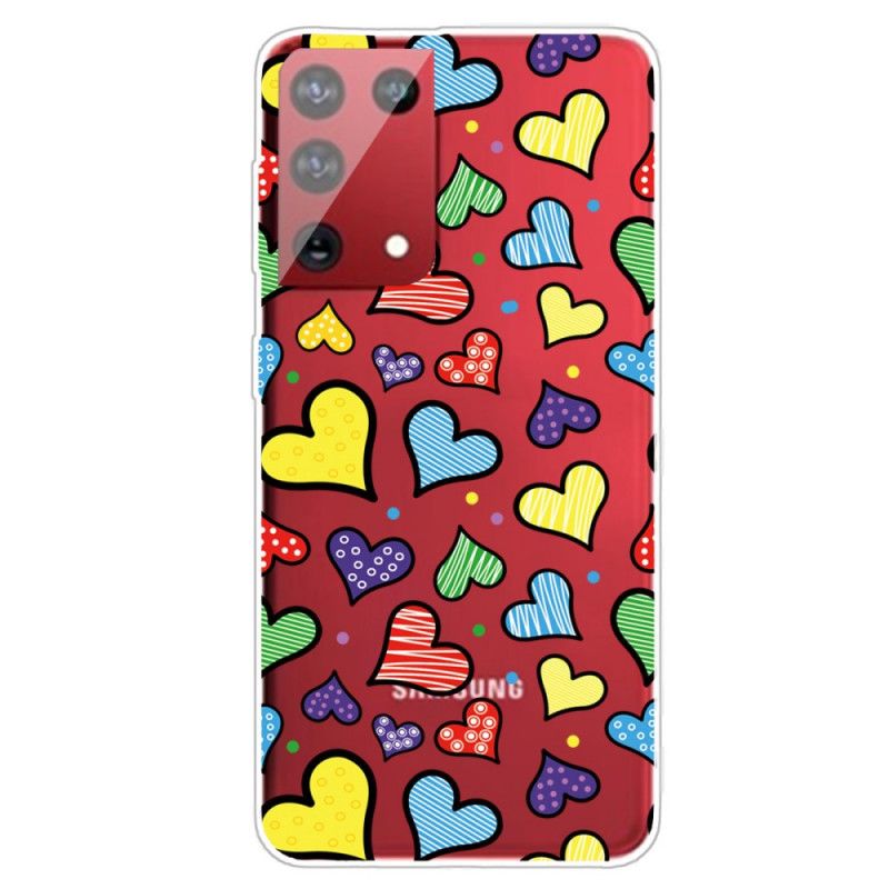 Hoesje Samsung Galaxy S21 Ultra 5G Telefoonhoesje Veelkleurige Harten