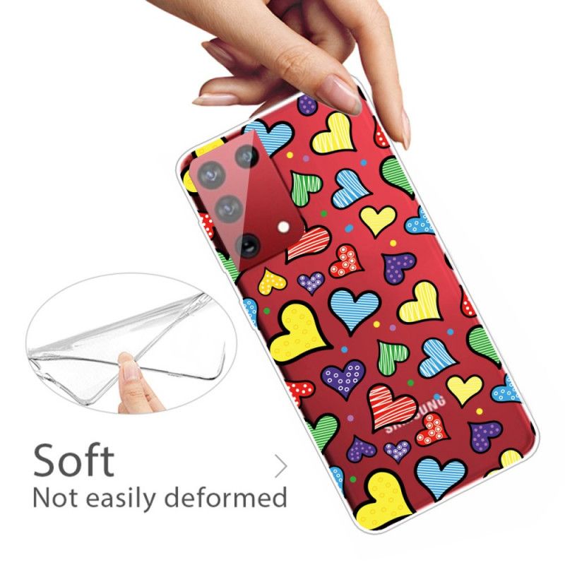 Hoesje Samsung Galaxy S21 Ultra 5G Telefoonhoesje Veelkleurige Harten