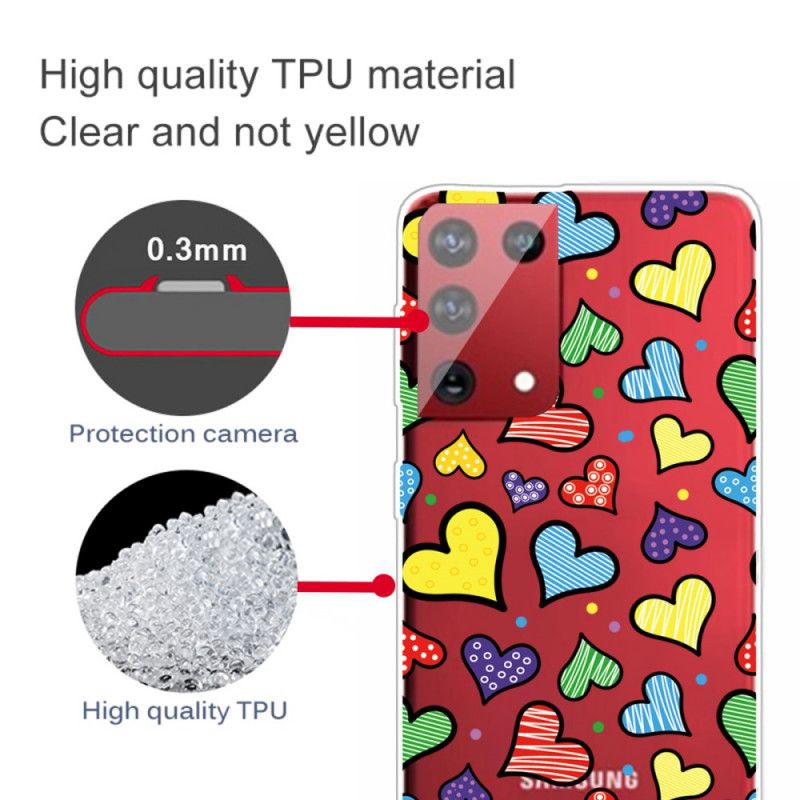 Hoesje Samsung Galaxy S21 Ultra 5G Telefoonhoesje Veelkleurige Harten