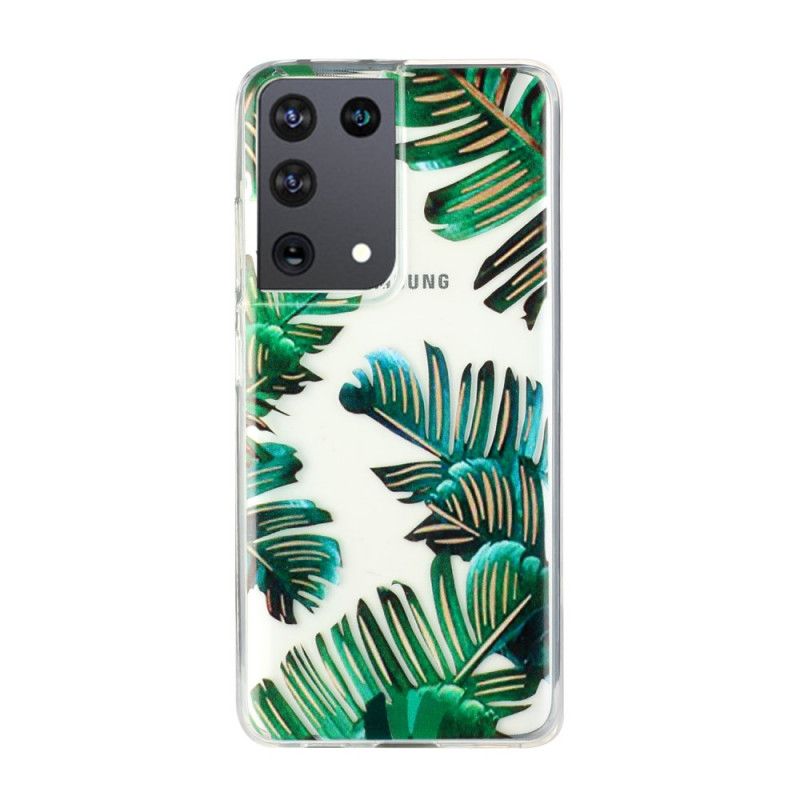 Hoesje Samsung Galaxy S21 Ultra 5G Transparant Groen Blad