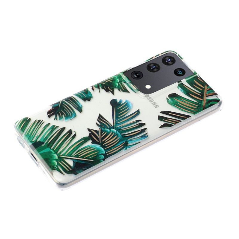 Hoesje Samsung Galaxy S21 Ultra 5G Transparant Groen Blad