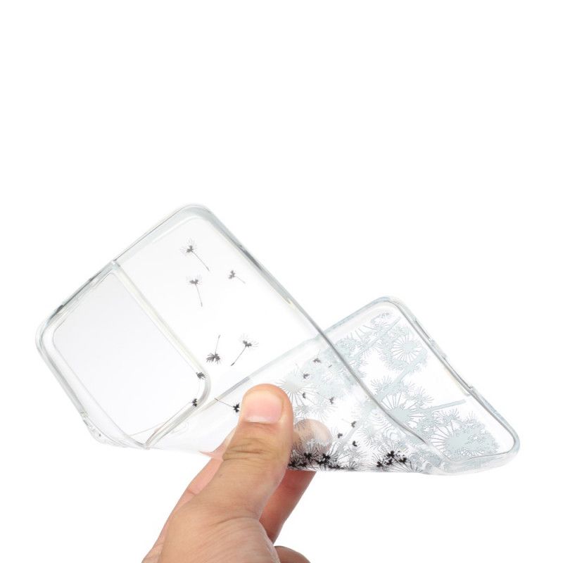 Hoesje Samsung Galaxy S21 Ultra 5G Transparant Zwarte Paardebloemen