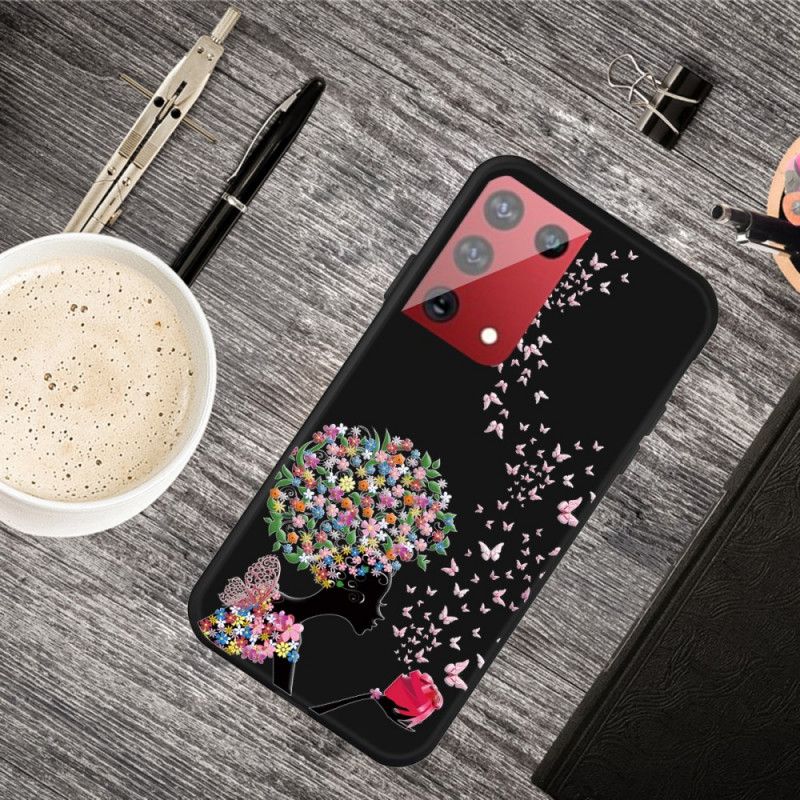 Hoesje Samsung Galaxy S21 Ultra 5G Vrouw Met Een Bloemig Hoofd